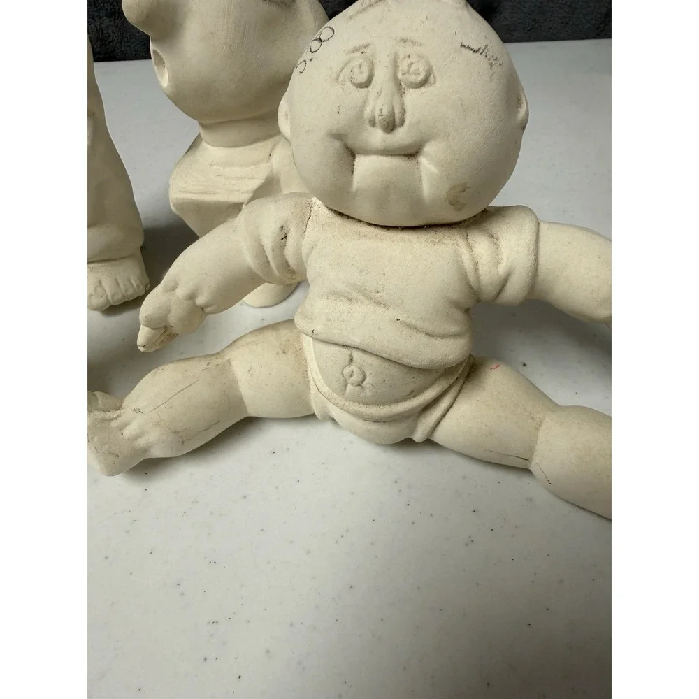 VTG 1980s Ceramic Bisque Molds Unpainted Lot - Cabbage Patch Smurf Mountain Man